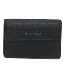 BALENCIAGA（バレンシアガ）の古着「エッセンシャル レザー ミニウォレット　ブラック　BALENCIAGA 財布」｜ブラック