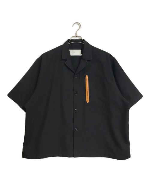 tac:tac（タクタク）tac:tac (タクタク) レザー切替ジップポケット半袖シャツ　ハーフスリーブシャツ　ワイドシルエット　オーバーシルエット　S/S ブラック サイズ:Mの古着・服飾アイテム