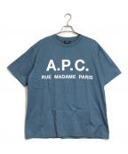A.P.C.アーペーセー）の古着「ﾛｺﾞプリントTシャツ　ブルー　アーペーセー/A.P.C.」｜ブルー