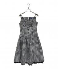 M'S GRACY (エムズグレイシー) キャミソール ギンガムチェックワンピース ホワイト×ブラック サイズ:40