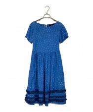 tricot COMME des GARCONS (トリココムデギャルソン) 半袖ドットワンピース　水玉ワンピース ブルー サイズ:S