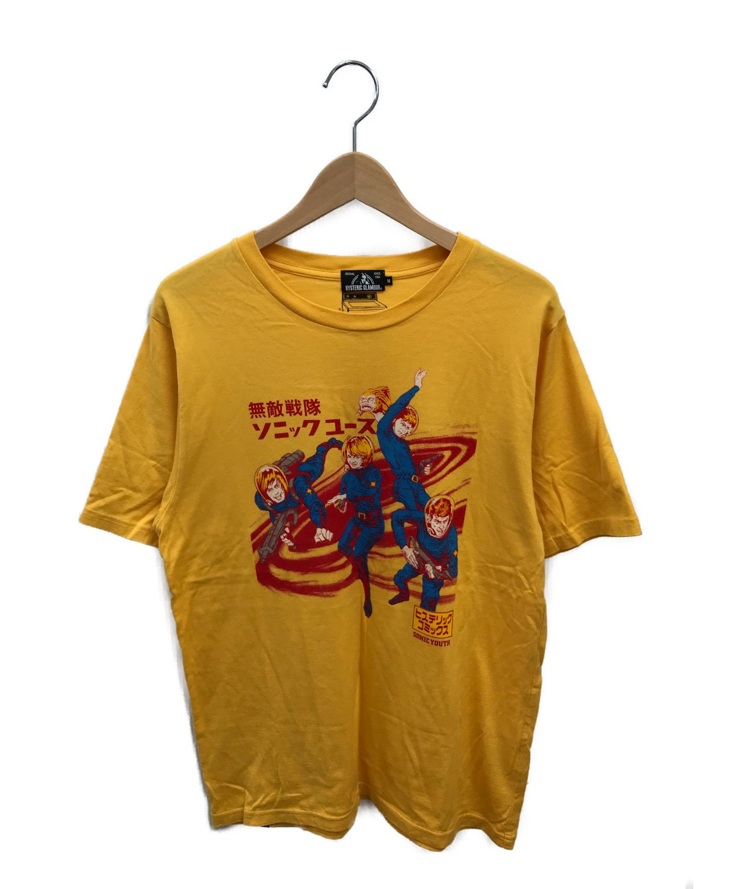 Hysteric Glamour × SONIC YOUTH (ヒステリックグラマ×ソニック・ユース) HYSTERIC COMICS Tシャツ  イエロー サイズ:M 02201CT29