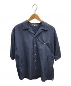 FILL THE BILLフィルザビル）の古着「コットンキュプラオープンカラーシャツ / 半袖シャツ」｜ネイビー