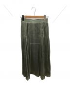 MURRAL（ミューラル）の古着「Glossy tucked long skirt / グロッシータックロングスカート / フレアスカート」｜グリーン