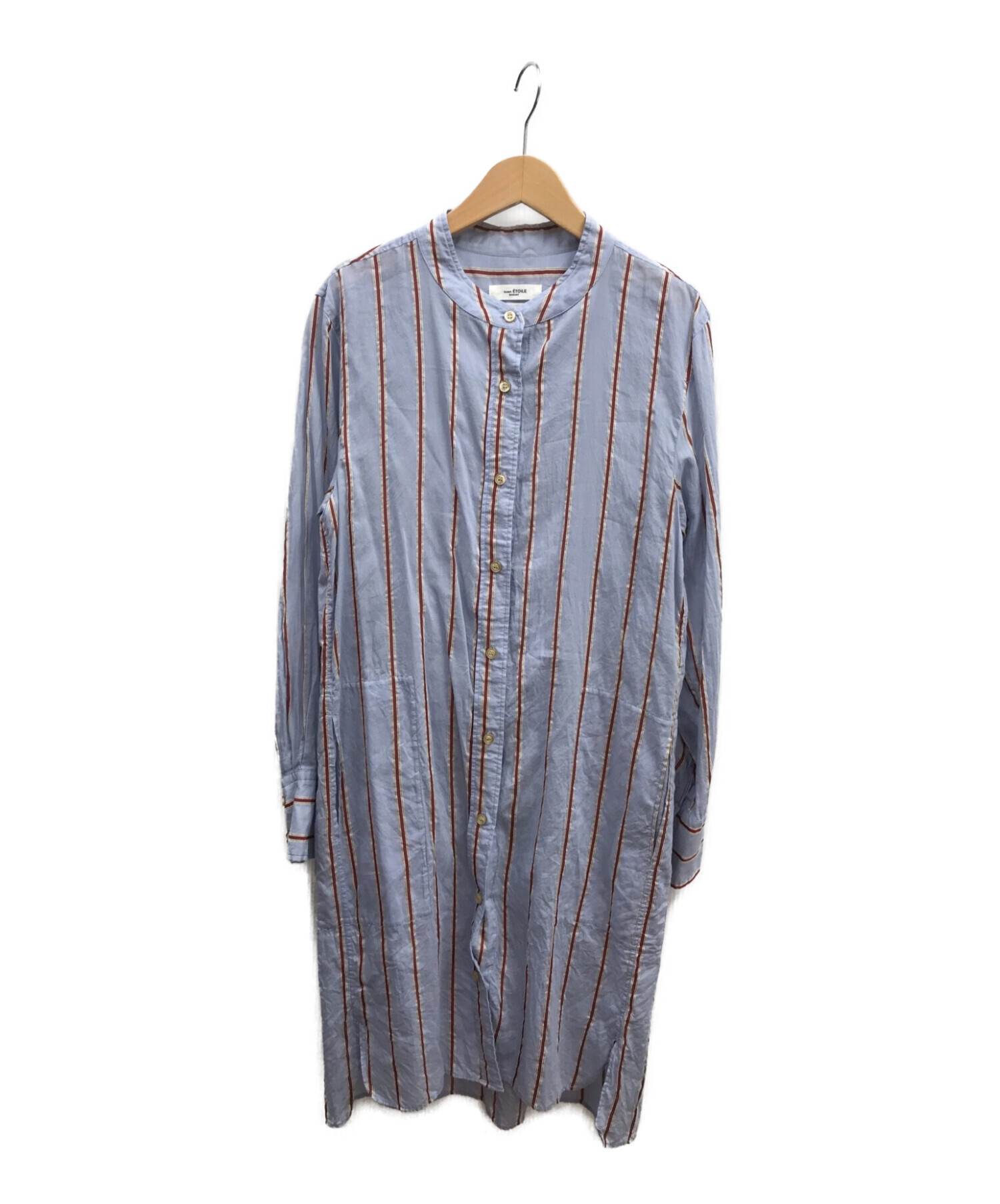 中古 古着通販 Isabel Marant イザベルマラン バンドカラーストライプシャツワンピース ブルー サイズ 36 ブランド 古着通販 トレファク公式 Trefac Fashion