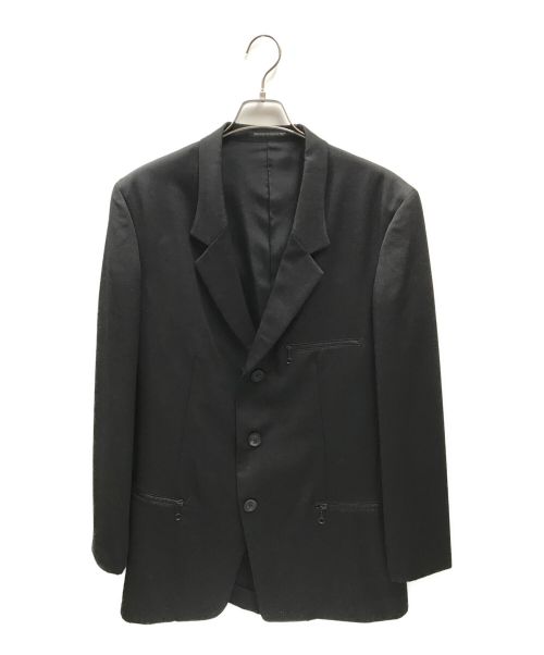 Yohji Yamamoto pour homme（ヨウジヤマモト プールオム）Yohji Yamamoto pour homme (ヨウジヤマモト プールオム) シワギャバ後ろ裾フレアジャケット ブラック サイズ:2の古着・服飾アイテム