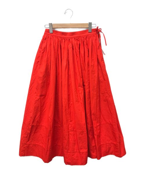 DRAWER（ドゥロワー）DRAWER (ドゥロワー) ウェストコードギャザースカート レッド サイズ:36の古着・服飾アイテム
