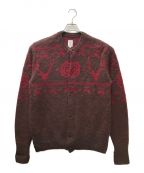 South2 West8サウスツー ウエストエイト）の古着「LOOSE FIT CREW NECK CARDIGAN」｜ワインレッド