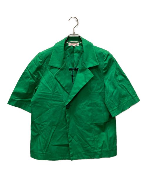 masu（エムエーエスユー）masu (エムエーエスユー) HALF SLEEVE COTTON JACKET グリーン サイズ:46の古着・服飾アイテム