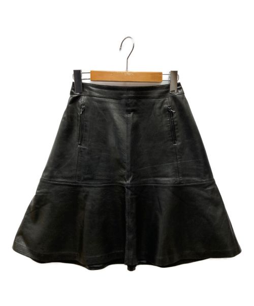 CHANEL（シャネル）CHANEL (シャネル) ラムレザースカート ブラック サイズ:Mの古着・服飾アイテム