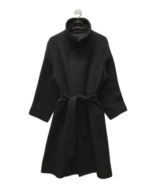 Phlannel（フランネル）Phlannel (フランネル) Mix Wool Tweed Wrap Coat ブラック サイズ:Mの古着・服飾アイテム