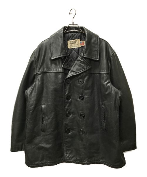 Schott（ショット）Schott (ショット) レザーPコート ブラック サイズ:48の古着・服飾アイテム