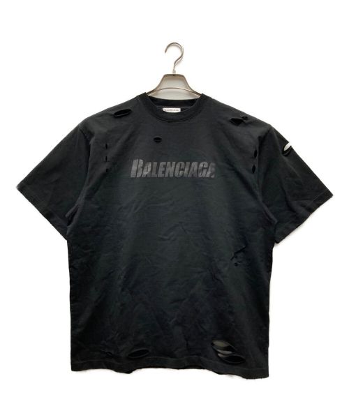 BALENCIAGA（バレンシアガ）BALENCIAGA (バレンシアガ) Caps Destroyed Flatground T-shirt ブラック サイズ:Sの古着・服飾アイテム