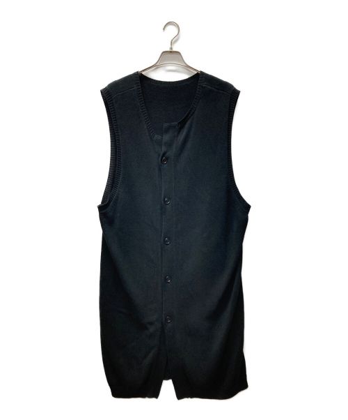 GROUND Y（グラウンドワイ）GROUND Y (グラウンドワイ) COTTON LINEN 30/2 LONG VEST WITH UNEVEN NECKLINE ブラック サイズ:3の古着・服飾アイテム