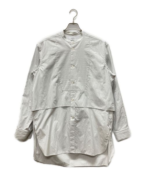 URU（ウル）URU (ウル) COTTON SILK STRIPE LONG LENGTH LONG SLEEVE SHIRTS ホワイト サイズ:2の古着・服飾アイテム