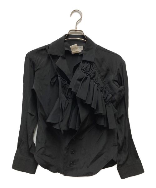 YOHJI YAMAMOTO（ヨウジヤマモト）YOHJI YAMAMOTO (ヨウジヤマモト) アシンメトリーフリルシャツ ブラック サイズ:1の古着・服飾アイテム