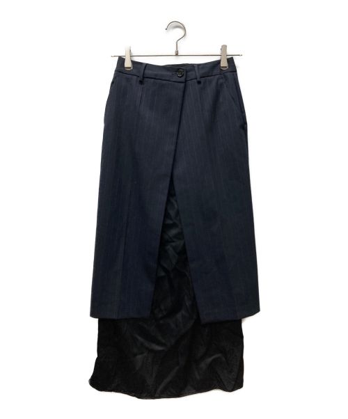 MM6 Maison Margiela（エムエムシックス メゾンマルジェラ）MM6 Maison Margiela (エムエムシックス メゾンマルジェラ) ラップスカート付ロングスカート ネイビー サイズ:36の古着・服飾アイテム