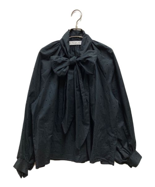 LE BOUQUET（ル ブーケ）LE BOUQUET (ル ブーケ) フロッキードットボウタイブラウス ブラック サイズ:FREEの古着・服飾アイテム