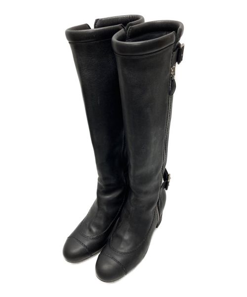 CHANEL（シャネル）CHANEL (シャネル) ココマークサイドジップブーツ ブラック サイズ:39 1/2 Cの古着・服飾アイテム