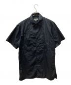 Yohji Yamamoto pour hommeヨウジヤマモト プールオム）の古着「環縫いブロード半袖パッチワークシャツ」｜ブラック