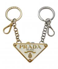 PRADA (プラダ) トライアングルロゴメタルキーリング ブラック
