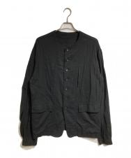 THE VIRIDI-ANNE (ヴィリジアン) 強撚コットンノーカラージャケット/High-twist cotton collarless jacket ブラック サイズ:34