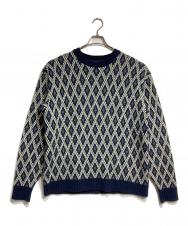 Needles (ニードルズ) Crew Neck Sweater - Shetland/クルーネックセーター ネイビー×グリーン サイズ:M