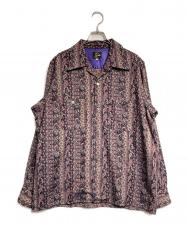Needles (ニードルズ) Classic Shirt - R/PE/W Paisley Stripe Jq/クラシックシャツ - レーヨン/ポリエステル/ウール ペイズリー ストライプ ジャカード ブラック×パープル サイズ:M