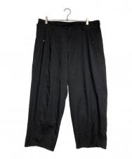 Y's for men (ワイズフォーメン) WOOL GABADINE TACK WIDE PANTS/ウールギャバジンタックワイドパンツ ブラック サイズ:3