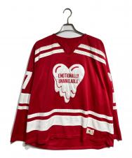 EMOTIONALLY UNAVAILABLE (エモーショナリー・アンアベイラブル) HOCKEY JERSEY/ホッケージャージ レッド サイズ:XL