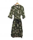 beautiful peopleビューティフルピープル）の古着「cattleya rayon print long shirt dress」｜グリーン