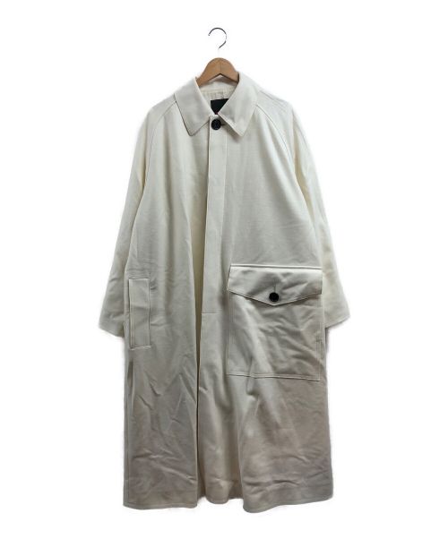 CABAN（キャバン）CABAN (キャバン) 21AWメルトンジャージー ビッグポケットステンカラーコート ホワイト サイズ:Sの古着・服飾アイテム