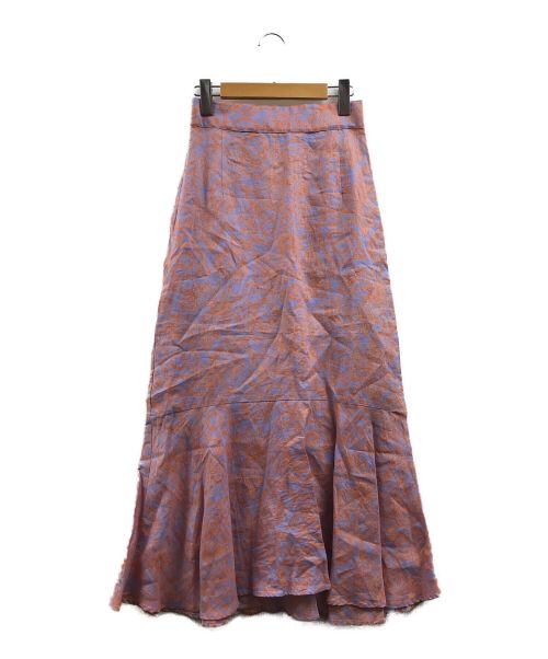 KALANCHOE（カランコエ）KALANCHOE (カランコエ) Ramie Print Skirt ラベンダー サイズ:Freeの古着・服飾アイテム