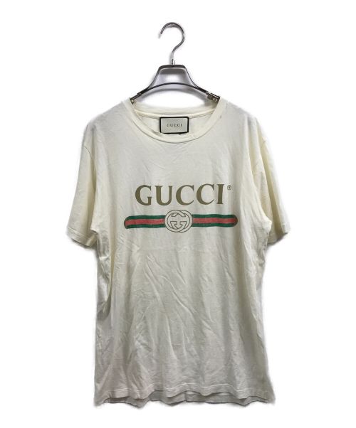GUCCI（グッチ）GUCCI (グッチ) ダメージ加工フラワーエンブロイダリーTシャツ アイボリー サイズ:XSの古着・服飾アイテム