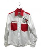 Acne studiosアクネストゥディオス）の古着「Seattle Work Shirt」｜ホワイト×レッド