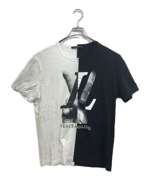 LOUIS VUITTON（ルイ ヴィトン）LOUIS VUITTON (ルイ ヴィトン) ピースアンドラブプリントTシャツ ホワイト×ブラック サイズ:Mの古着・服飾アイテム