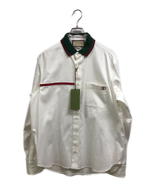 GUCCI（グッチ）GUCCI (グッチ) インターロッキングGデニム シャツ ホワイト サイズ:48の古着・服飾アイテム