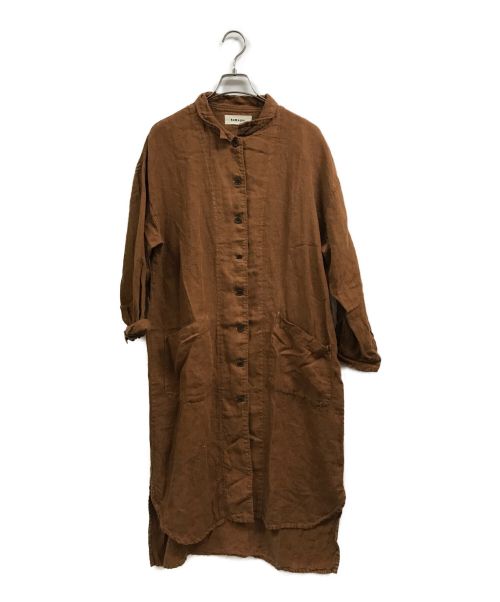 tumugu（ツムグ）tumugu (ツムグ) ソリトリネン羽織ワンピース ブラウン サイズ:FREEの古着・服飾アイテム