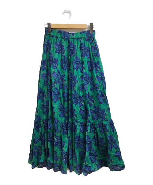 sara mallika（サラマリカ）sara mallika (サラマリカ) Gauze Voile Big Flower Print Skirt ブルー サイズ:-の古着・服飾アイテム