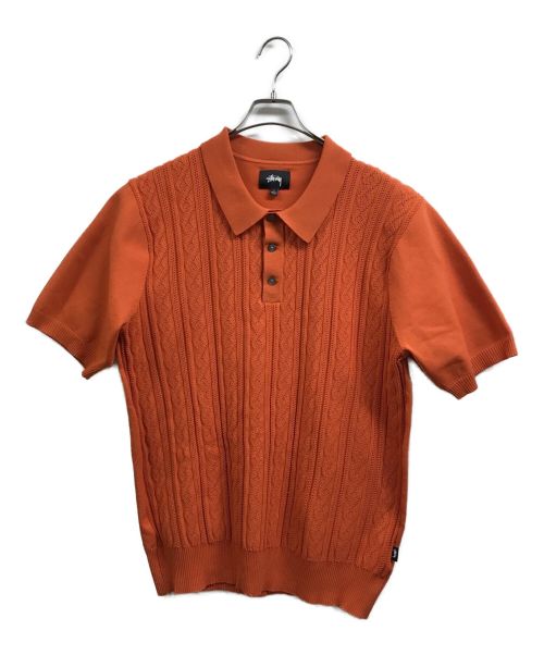 stussy（ステューシー）stussy (ステューシー) ケーブルポロシャツ オレンジ サイズ:Lの古着・服飾アイテム