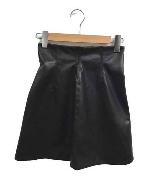 eimy istoire（エイミーイストワール）eimy istoire (エイミーイストワール) フェイクレザーチューリップヘムミニスカート ブラック サイズ:Sの古着・服飾アイテム
