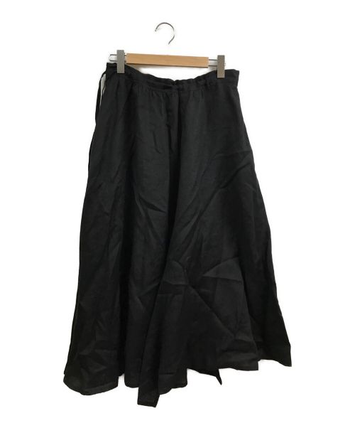 Yohji Yamamoto FEMME（ヨウジヤマモトファム）Yohji Yamamoto FEMME (ヨウジヤマモトファム) リネンイージースカート ブラック サイズ:1の古着・服飾アイテム