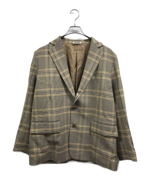 AURALEE（オーラリー）AURALEE (オーラリー) ウールサージチェックジャケット ブラウン サイズ:3の古着・服飾アイテム