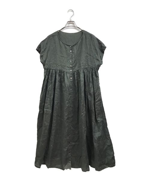 nest Robe（ネストローブ）nest Robe (ネストローブ) リネン フレンチスリーブ 2way ドレス グレー サイズ:FREEの古着・服飾アイテム