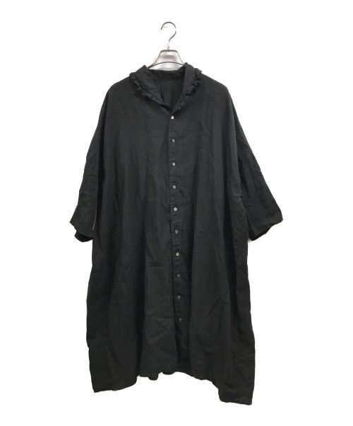 nest Robe（ネストローブ）nest Robe (ネストローブ) リネンレースオープンカラーワンピース ブラック サイズ:FREEの古着・服飾アイテム