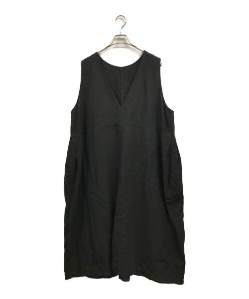 nest Robe（ネストローブ）nest Robe (ネストローブ) ブラックリネンバックVネックノースリーブワンピース ブラック サイズ:FREEの古着・服飾アイテム