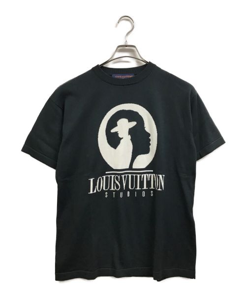 LOUIS VUITTON（ルイ ヴィトン）LOUIS VUITTON (ルイ ヴィトン) ショートスリーブコットンインタルシアクルーネック ブラック サイズ:Sの古着・服飾アイテム