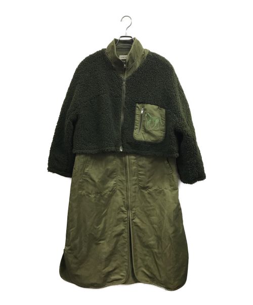 SUM1 STYLE（スミスタイル）SUM1 STYLE (スミスタイル) ボアブルゾン付き馬刺繍コート カーキ サイズ:Fの古着・服飾アイテム