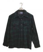 PENDLETONペンドルトン）の古着「70'sウールチェックオープンカラーシャツ」｜ネイビー×グリーン