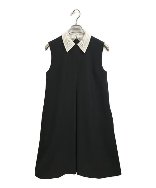 CELFORD（セルフォード）CELFORD (セルフォード) 襟付きAラインタックワンピース ブラック サイズ:36の古着・服飾アイテム